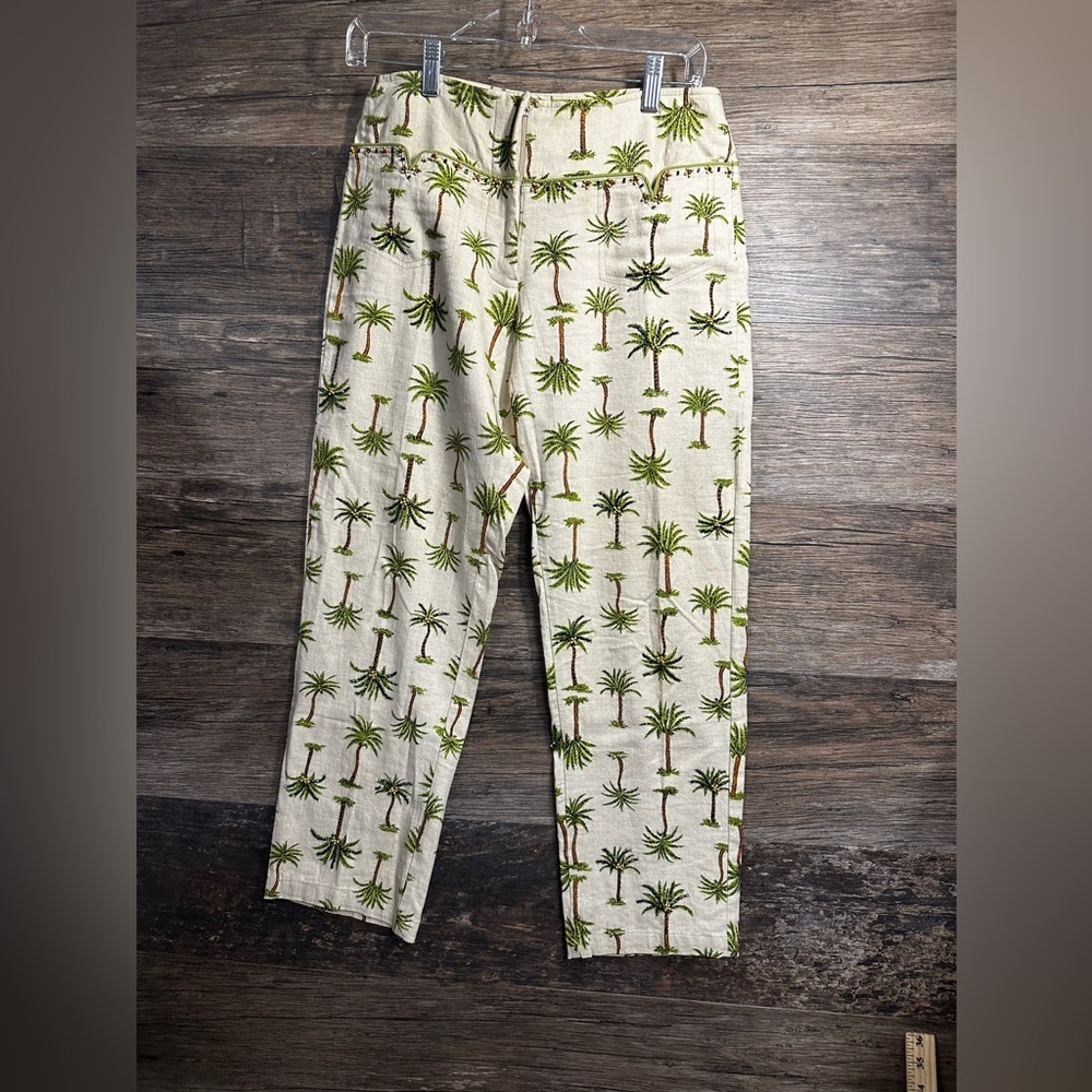 Haven Bleu Palm Tree Print Cropped Pants